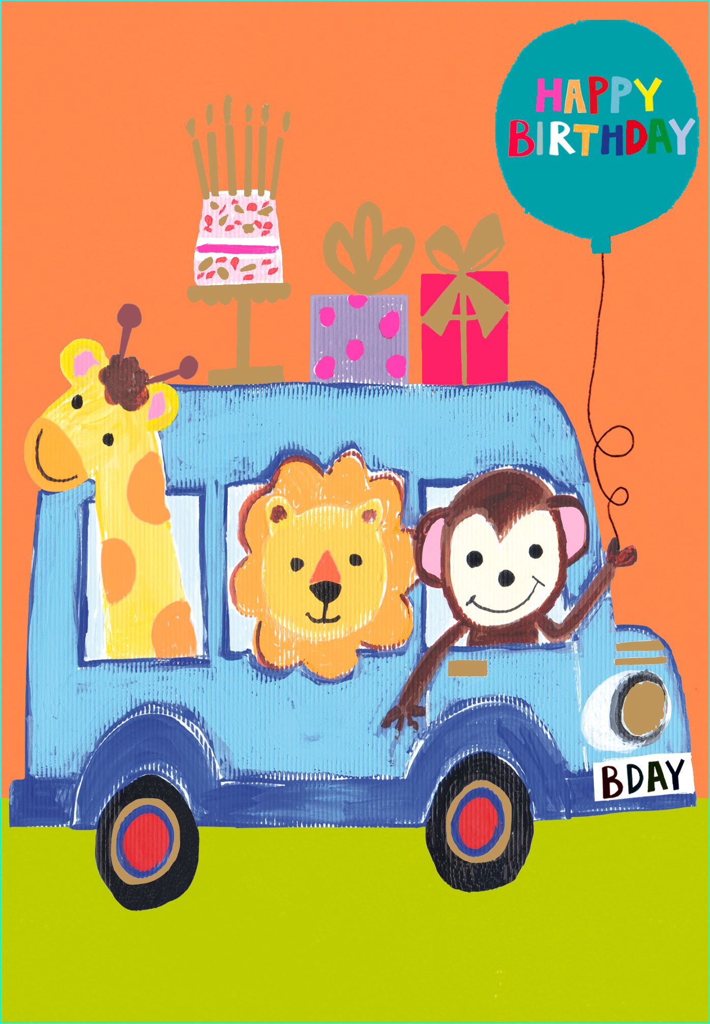 Zaky's Stationery - Online Shop. JUNGLE CAR BIRTHDAY CARD